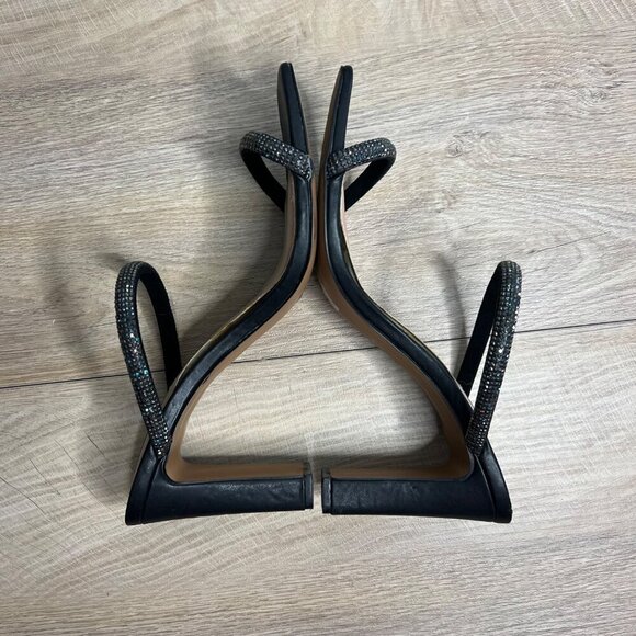 Steven‎ New York Black Rhinestone Jercy Heel Sandals Slip On Size 11 - Picture 6 of 14